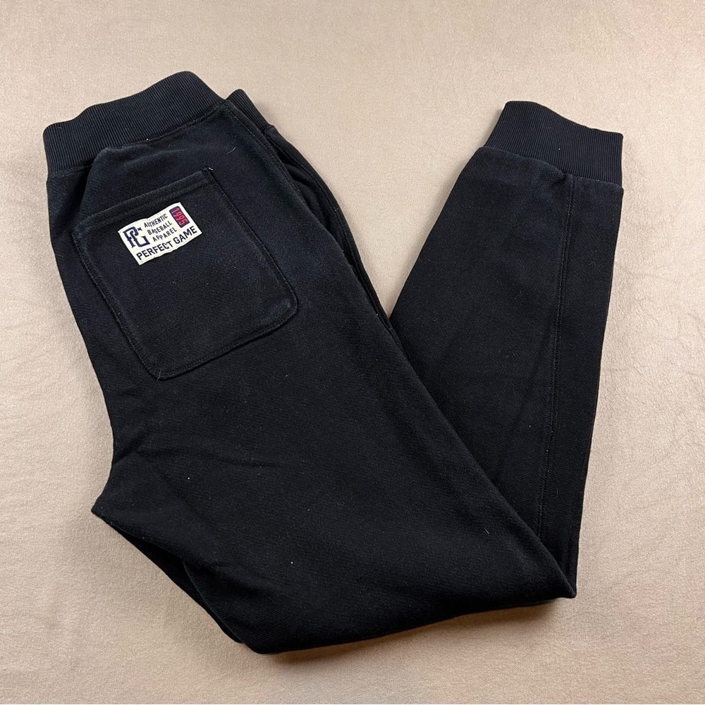 Vintage Men's Black Athletic Joggers with Back Pocket Patch